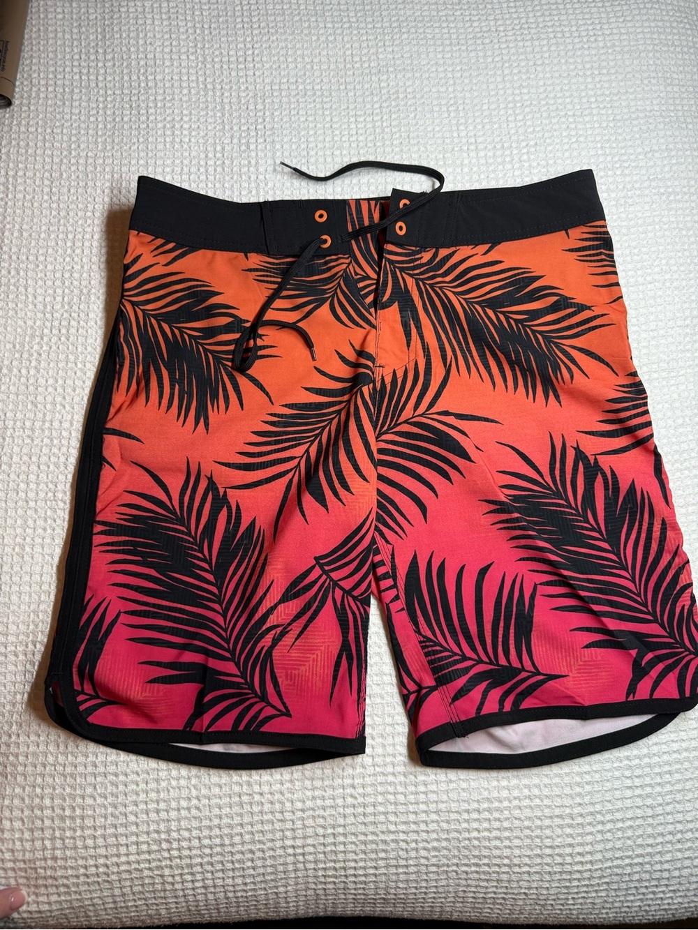burnside Orange-to-Pink Palm-Print Swim Board Shorts
